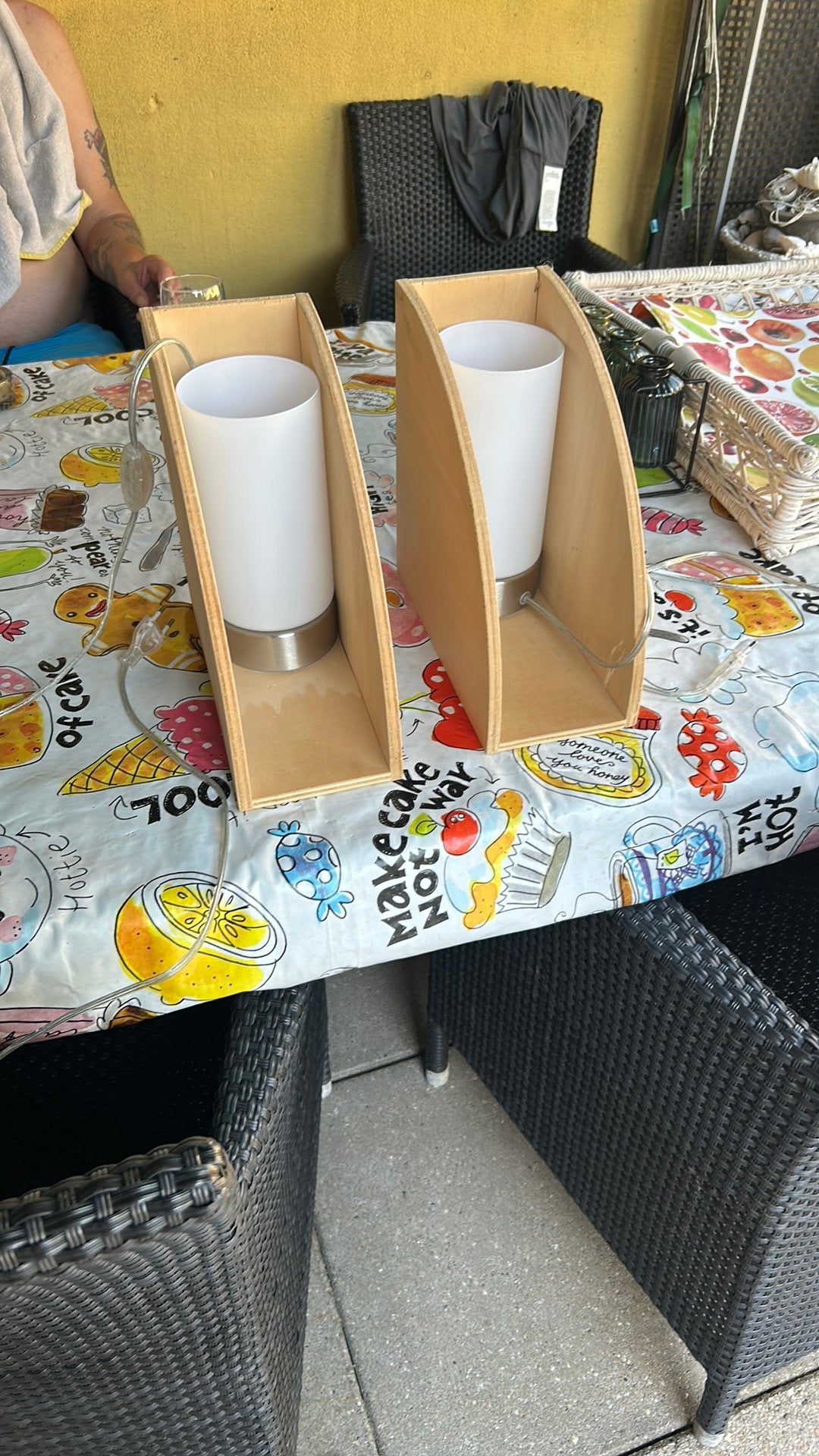 Nachtkastlampjes hout set 2 stuks, Ophalen of Verzenden, Zo goed als nieuw