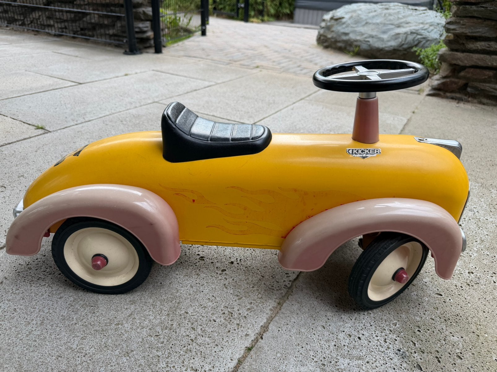 Stoere Metalen Retro Loopauto Geel (Goodboys), Ophalen, Zo goed als nieuw