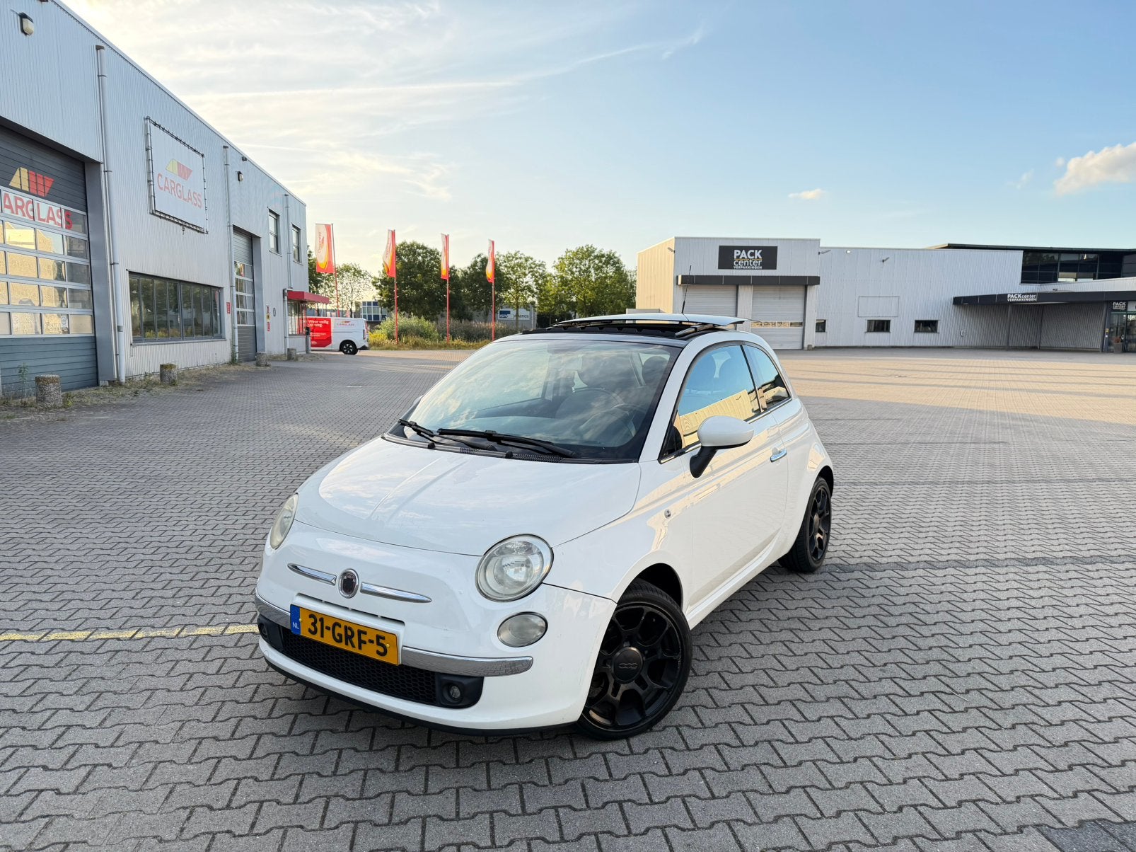 Fiat 500 1.2 C 2008 APK/PANO/WIT/NETJES, Auto's, Voorwielaandrijving, Airbags, Stof, 4 cilinders