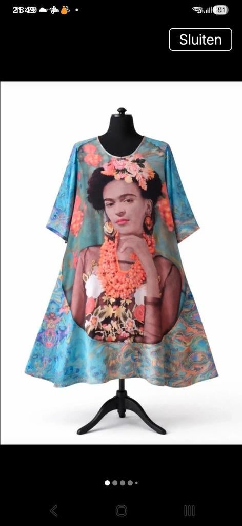 Frida Kahlo Jurk - Kleurrijk en Uniek, Blauw, Maat 46/48 (XL) of groter, Nieuw, Ophalen of Verzenden