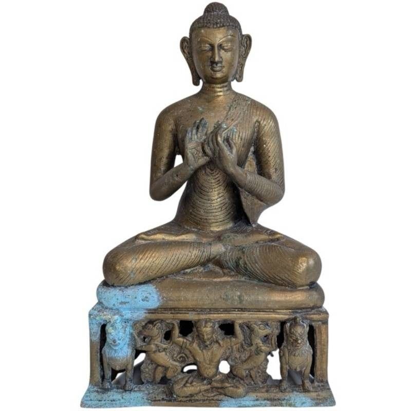 Bronzen Shakyamuni Boeddha – Dharmachakra mudra - 064, Gebruikt, 40 cm, Ophalen of Verzenden, Goud