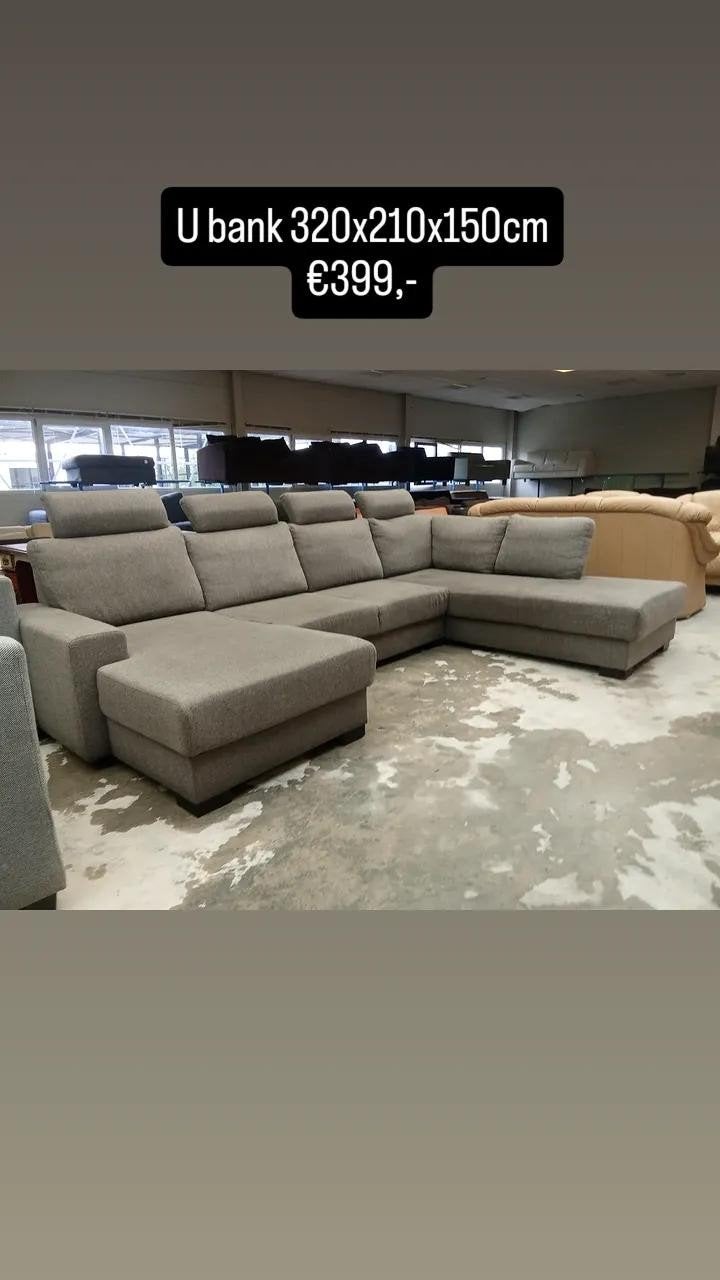U bank - hoekbank 320x210x150cm - Gereinigd -, Huis en Inrichting, ., Ophalen of Verzenden, Zo goed als nieuw, .