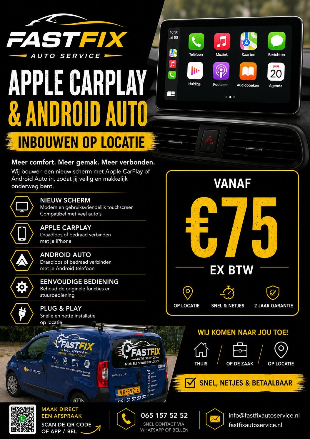 Apple CarPlay & Android Auto Inbouw op Locatie, Auto diversen, Auto-accessoires, Ophalen, Nieuw