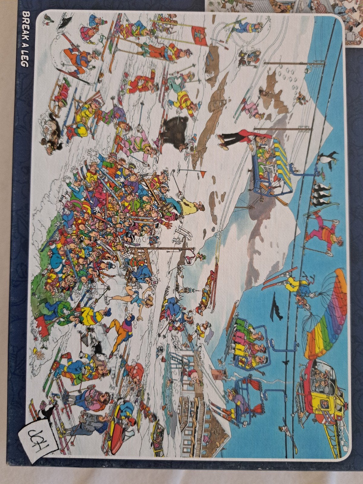 Legpuzzel 'Break a Leg' - Skiën in de Alpen 1000, Ophalen of Verzenden, Minder dan 500 stukjes, Gebruikt, Legpuzzel