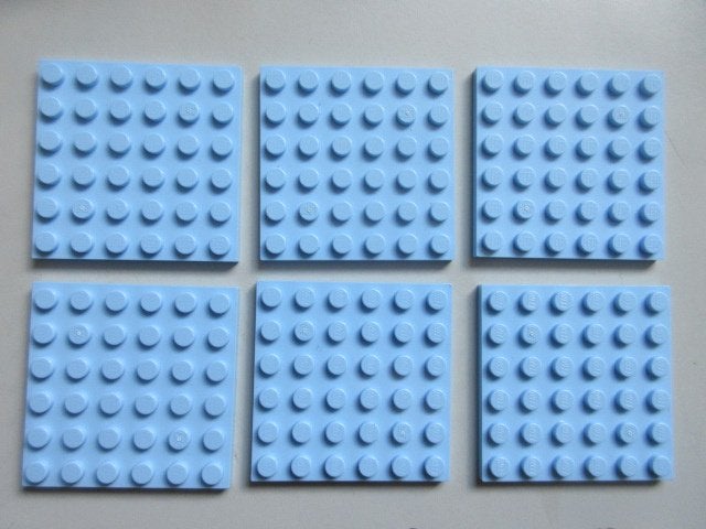 nr. 8013, 6 lichtblauwe platen 6x6, Ophalen of Verzenden, Zo goed als nieuw, Complete set, Lego