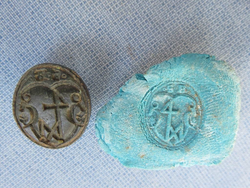 Post middeleeuwen – huismerk zegelstempel   - 16e - 18e eeuw, Ophalen of Verzenden, Brons