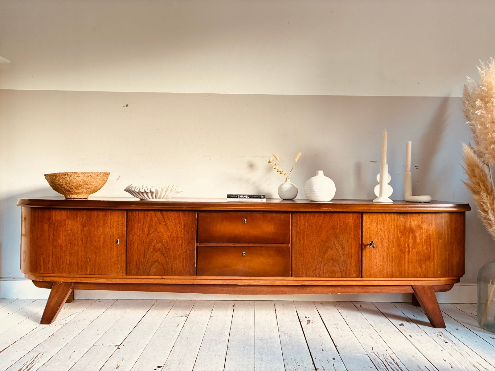 Vintage retro dressoir tv meubel mid century, Ophalen, Gebruikt, Vintage, 200 cm of meer