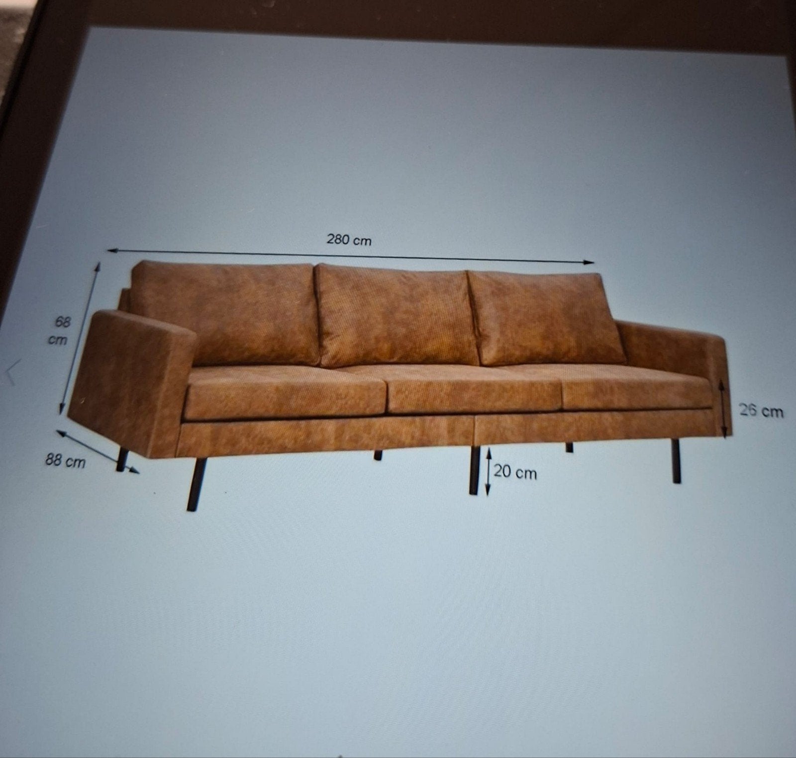 Bank Collin 4-zits - cognac, Huis en Inrichting, Ophalen, 250 tot 300 cm, Nieuw, 75 tot 100 cm
