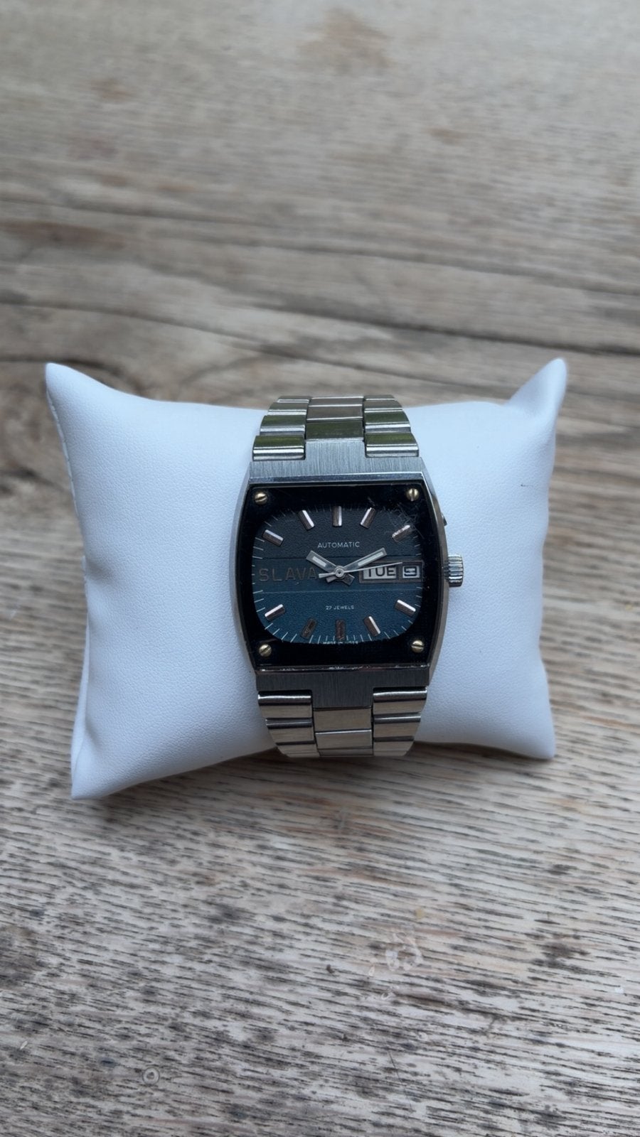 Vintage Slava "Tank" - automatisch horloge (Televizor) - 70’, Ophalen of Verzenden, Staal, Overige merken, 1960 of later