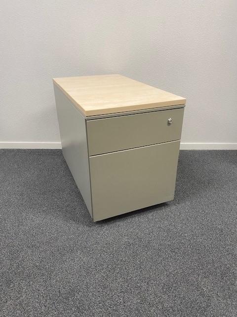 Ladeblok met hangmaplade verrijdbaar kleur alu diepte 76cm, Niet ingevuld, Minder dan 50 cm, Gebruikt, 1 of 2 laden