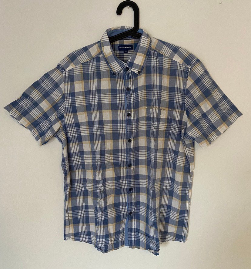 Overhemd, maat XL. Korte mouw, Verzenden, Zo goed als nieuw, Meerkleurig, Halswijdte 43/44 (XL)