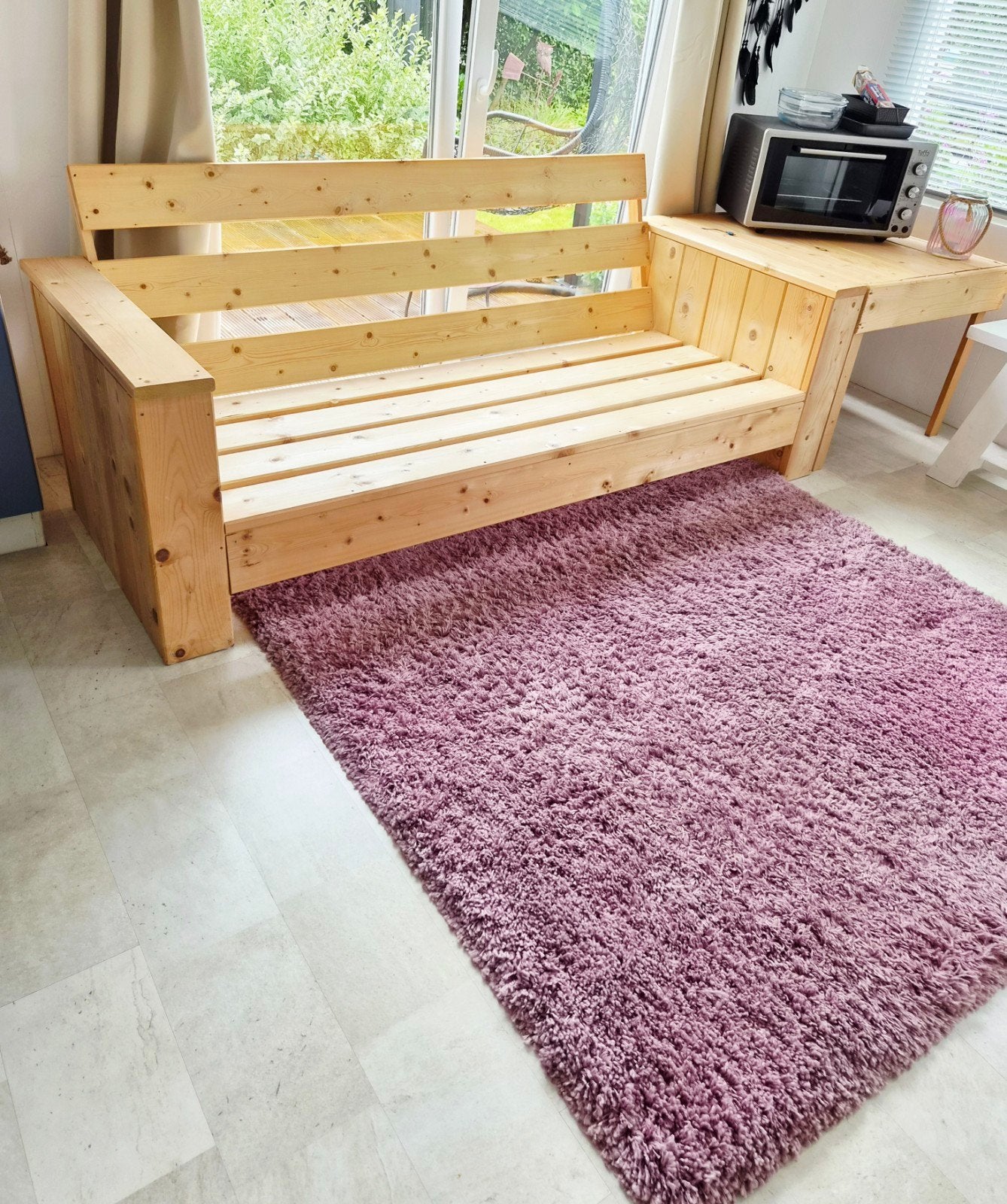 Hoogpolig oud roze vloerkleed, Ophalen, Gebruikt, 150 tot 200 cm, 200 cm of meer