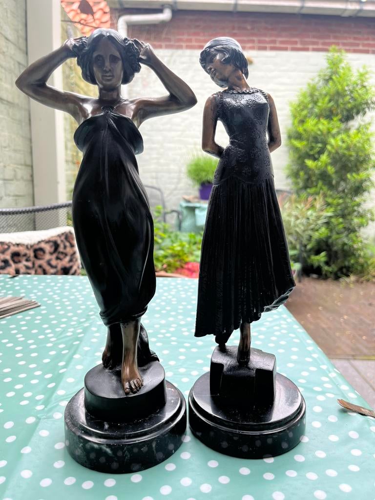 Mooie bronzen beelden dames art deco, Antiek en Kunst, Art deco, Ophalen of Verzenden, Brons, 20 - 50 cm