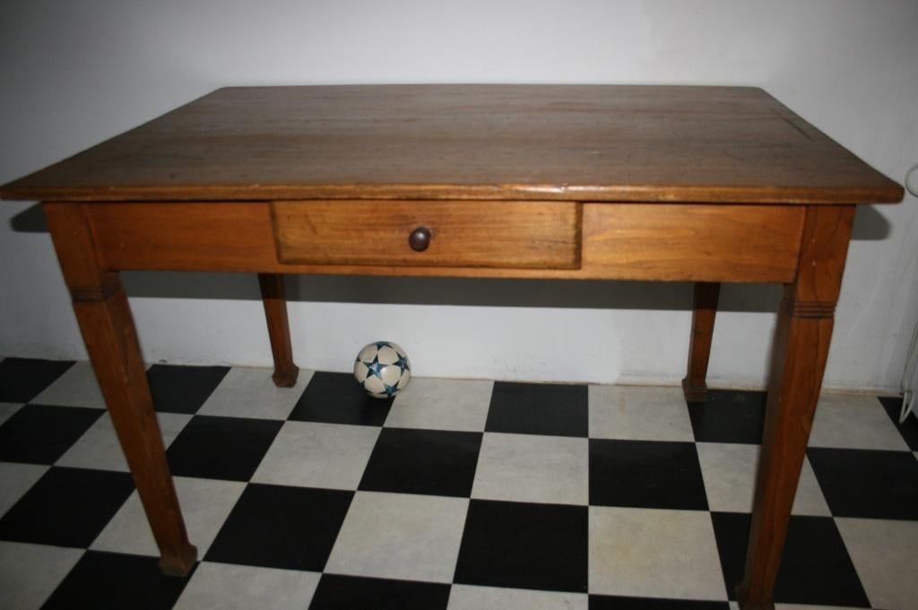Oude houten keukentafel met lade, Huis en Inrichting, Tafels | Eettafels, Ophalen, Gebruikt, 50 tot 100 cm, Vier personen
