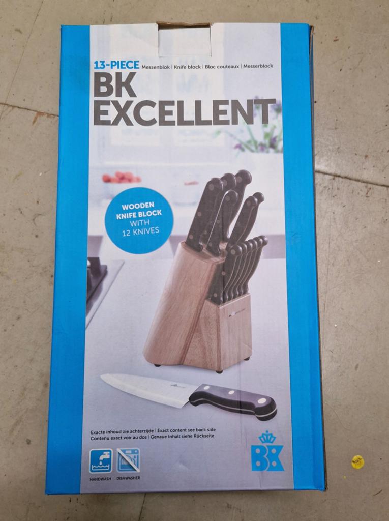 BK Excellent 13-delige Messenblok met 12 Messen - Nieuw, Overige typen, Nieuw, Ophalen of Verzenden, Zwart