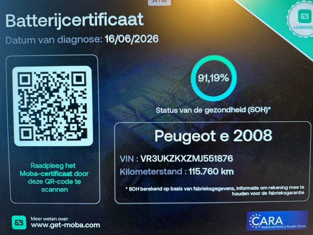 Peugeot E-2008 EV GT Pack 50 kWh SOH 91% FASE 3 DEALER OND E, Auto's, Peugeot, 136 pk, Zwart, Automatische klimaatregeling, Wit