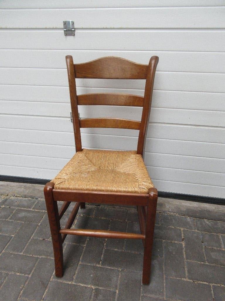 2x stoel van hout met rieten zitting., Ophalen, Gebruikt, Twee, Bruin