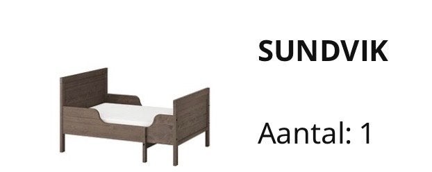 IKEA Sundvik kinderbed met lattenbodem en matras, Ophalen, Eenpersoons, Bruin, 190 cm of minder