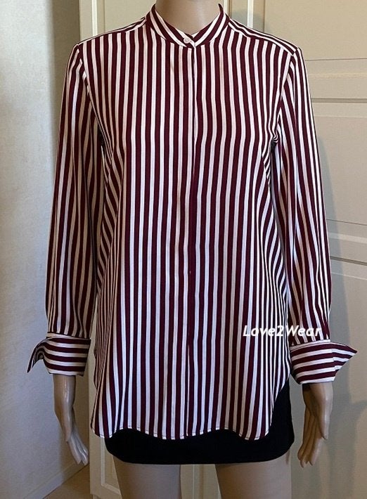 Blouse bordeauxrood wit gestreept H&M, Kleding | Dames, Blouses en Tunieken, Nieuw, Maat 34 (XS) of kleiner, Overige kleuren, Ophalen of Verzenden