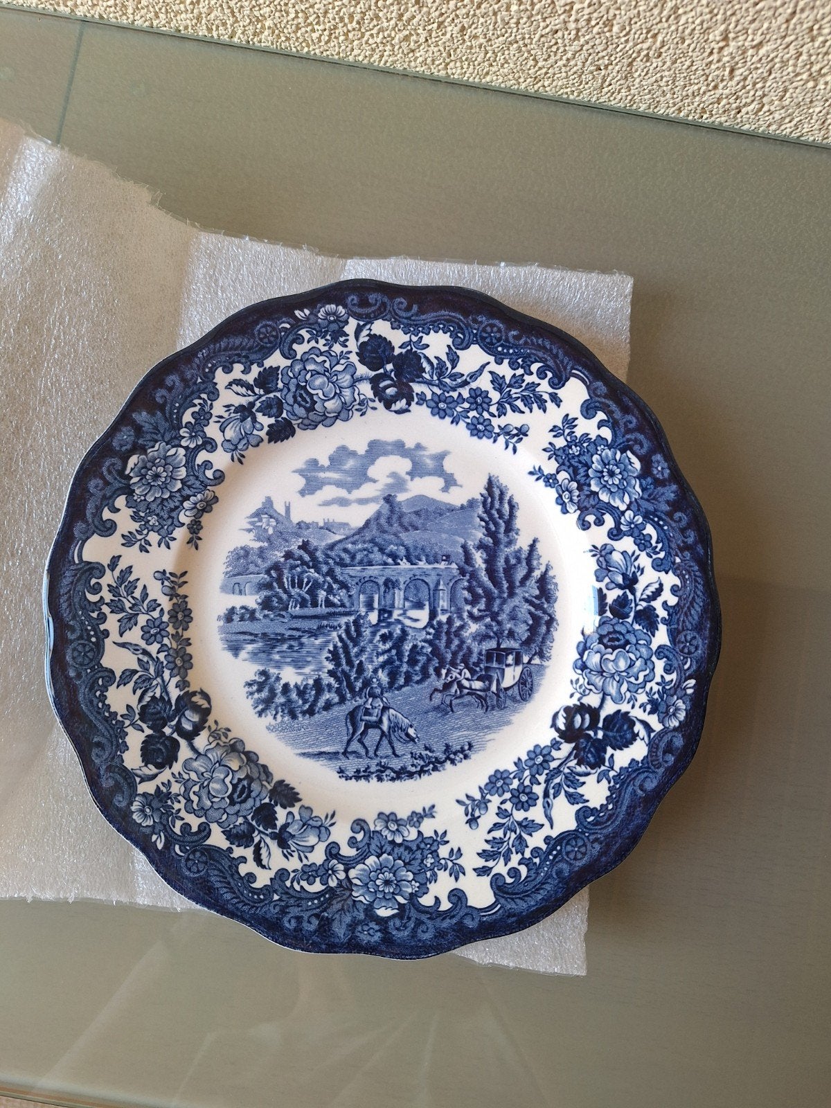 Set van 4 Royal Worcester Avon Scenes borden, Ophalen of Verzenden, Zo goed als nieuw, Delftsblauw, Bord(en)