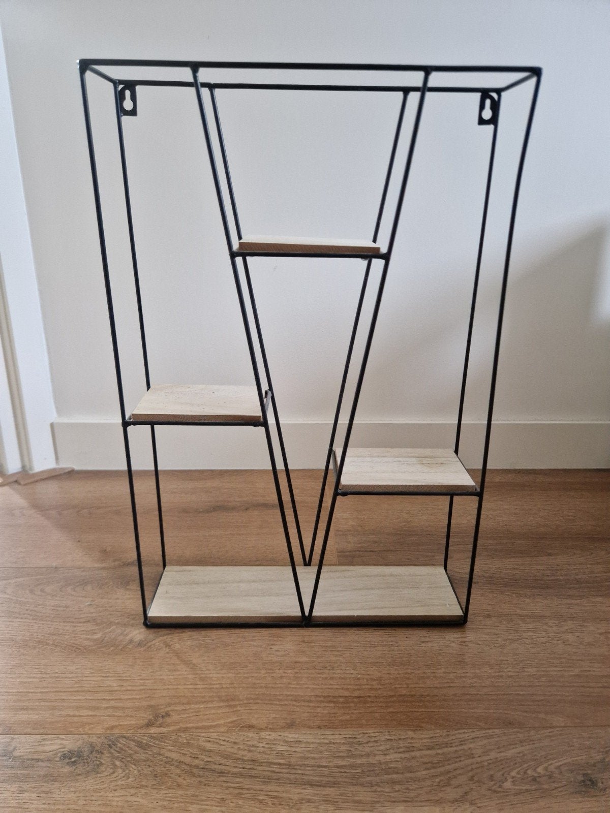 Wandrek Zwart Metaal met Houten Planken, Ophalen, Zo goed als nieuw