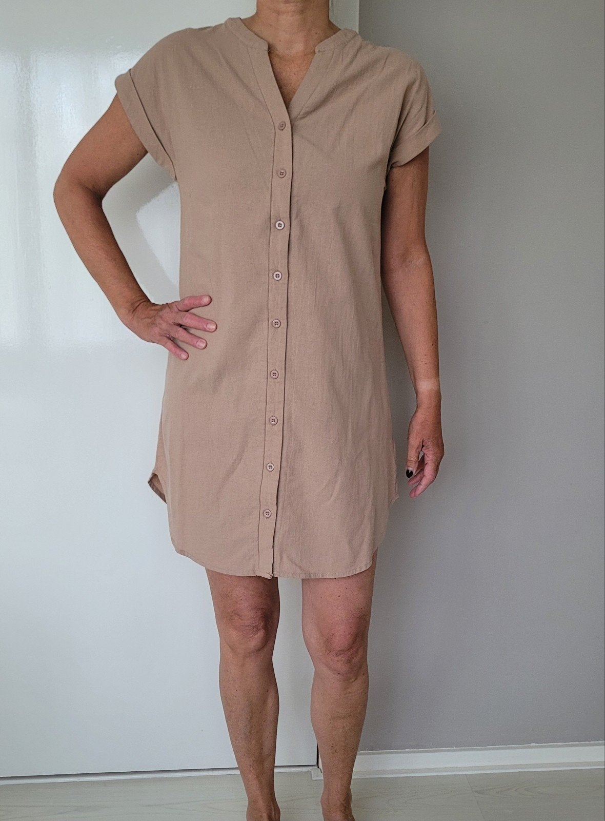 Erg mooi zomerjurkje S Beige jurkje tuniek, Verzenden, Beige, Zo goed als nieuw, Knielengte