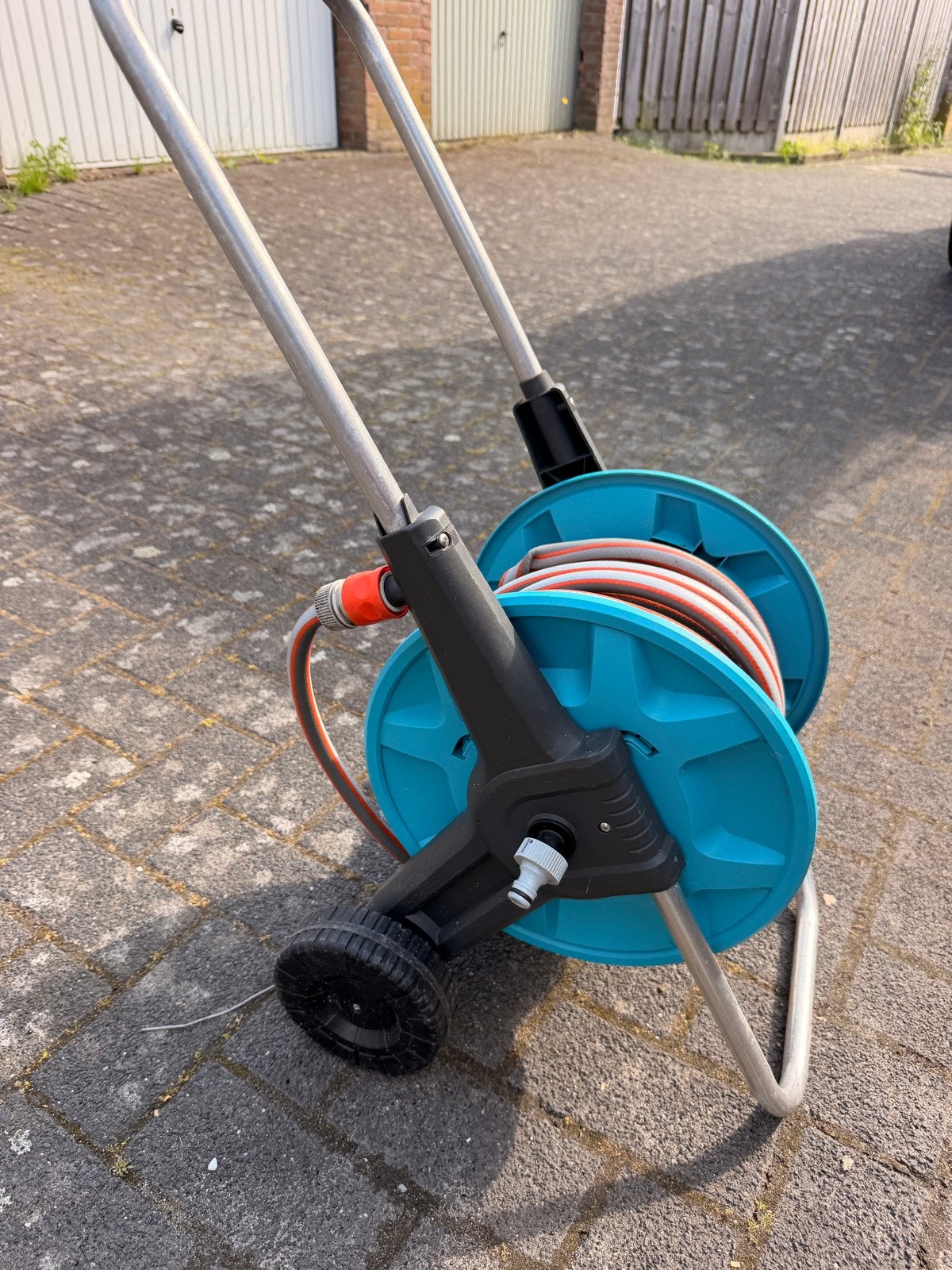 Tuinslanghaspel gardena met 25 meter tuinslang, Ophalen, Gebruikt, Tuinslanghaspel