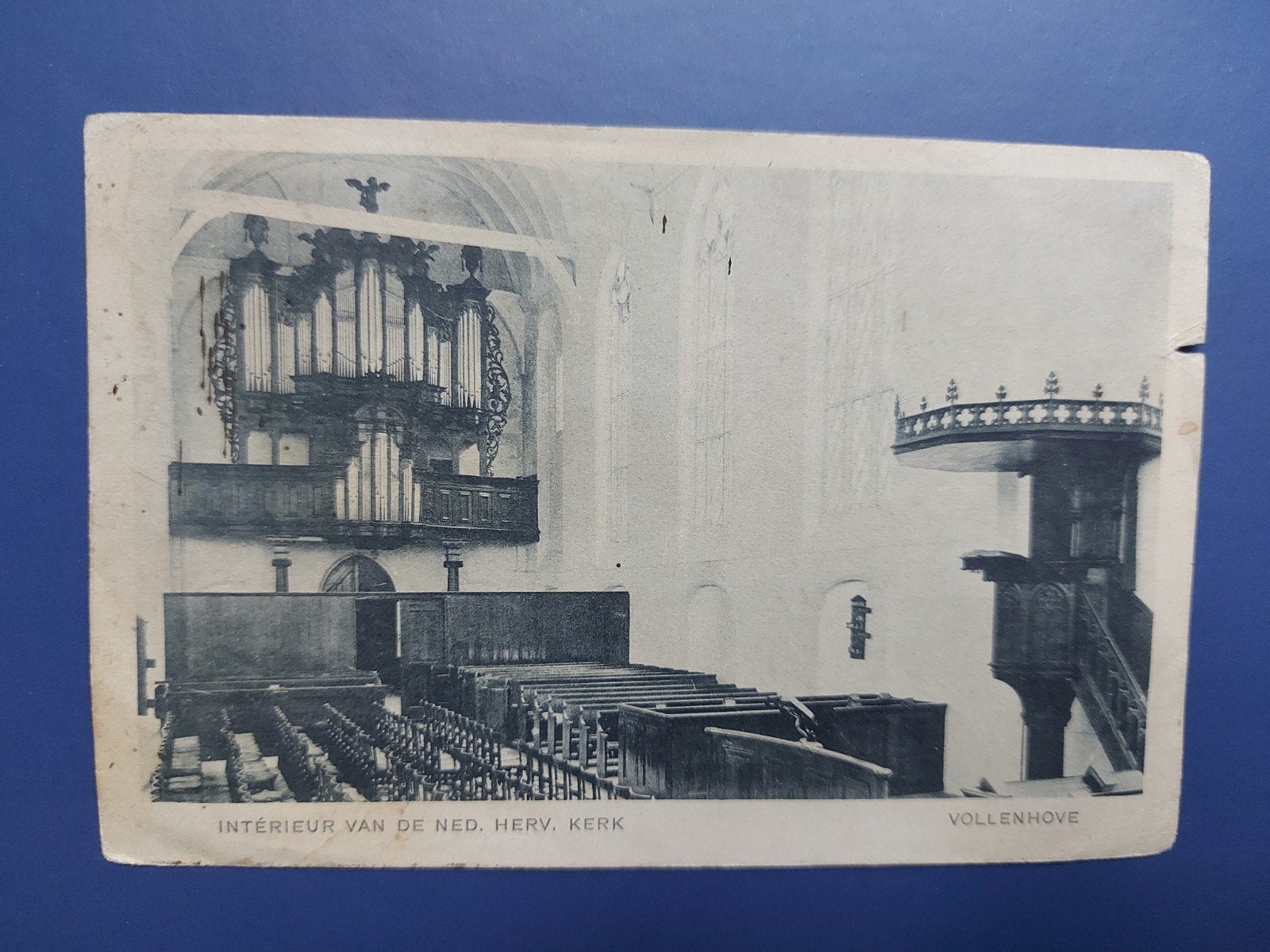 Foto Vollenhove - Interieur Ned. Herv. Kerk, Ophalen of Verzenden, Voor 1920, Gelopen, Overijssel