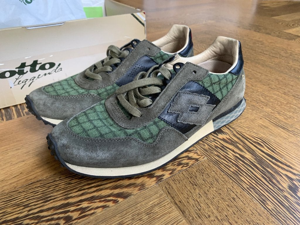 Lotto heren sneakers Japan suede groen maat 7,5 igst., Lotto, Overige kleuren, Ophalen of Verzenden, Sneakers of Gympen