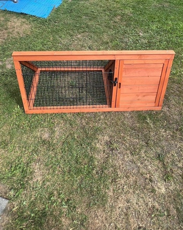Houten konijnenhok / caviahok met ren (110 cm), Ophalen, 110 cm of meer, Nieuw, 90 cm of meer