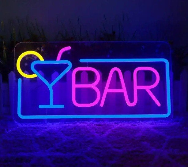LED Neon Bord "BAR" Nachtverlichting / sfeerverlichting, 30 cm, 20 cm, Meerkleurig, Nieuw