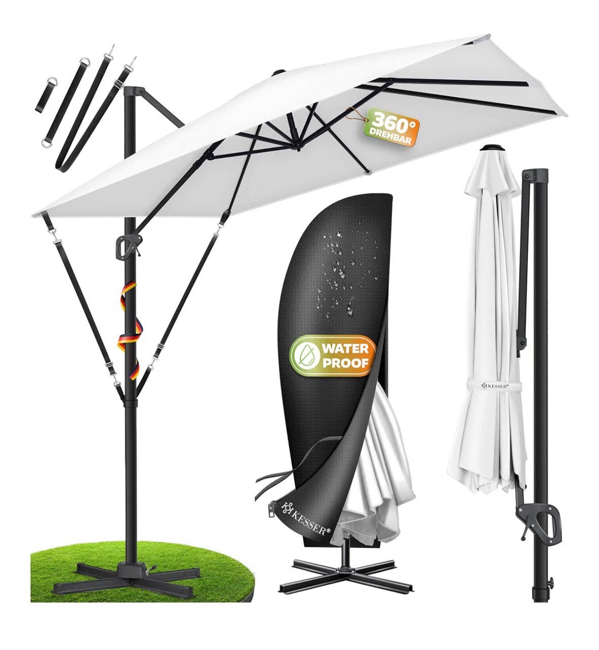 Topper parasol zwevend vierkant 3x3, Ophalen, Nieuw, Zweefparasol, Verstelbaar