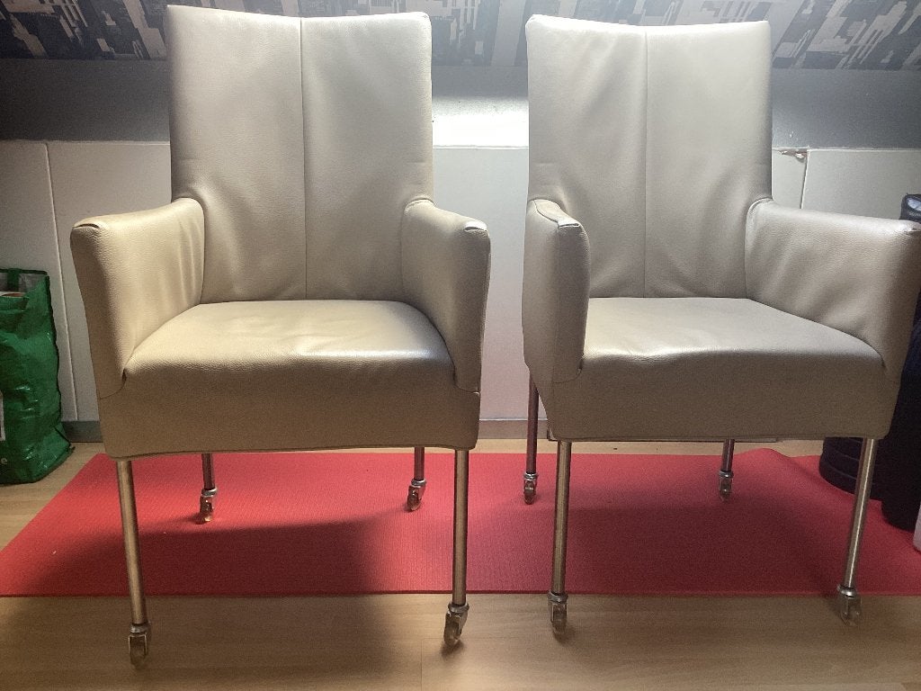 6 eethoek stoelen, Ophalen, Gebruikt, Overige kleuren, Leer