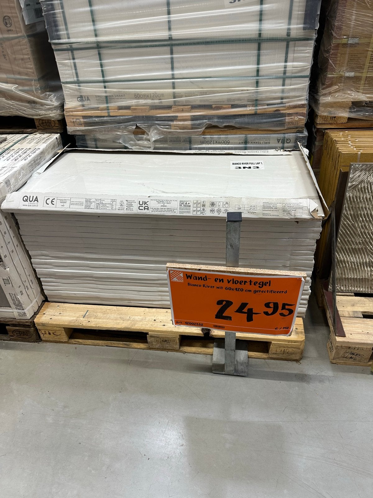 Wand- en vloertegels Bianco River wit 60x120 cm (30m2), Doe-het-zelf en Verbouw, Ophalen, 60 cm of meer, 40 tot 60 cm, Keramiek