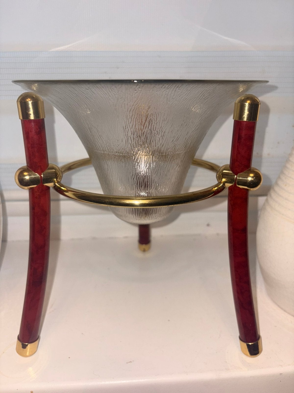 vintage Hollywood Regency kaarsenhouder glazen kom, Ophalen of Verzenden, Zo goed als nieuw, Overige materialen