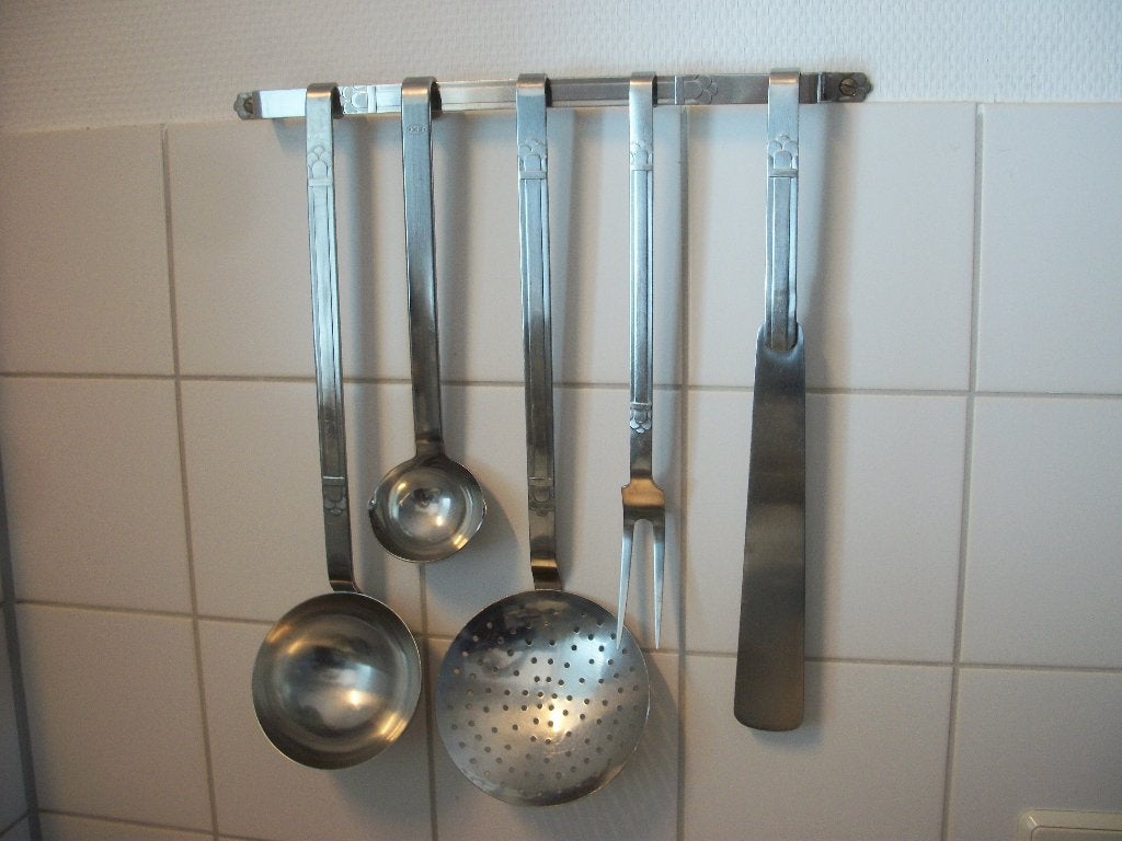 Lepelrek Gero Zilmeta - 6 delig RVS jaren 60 - netjes, Ophalen of Verzenden