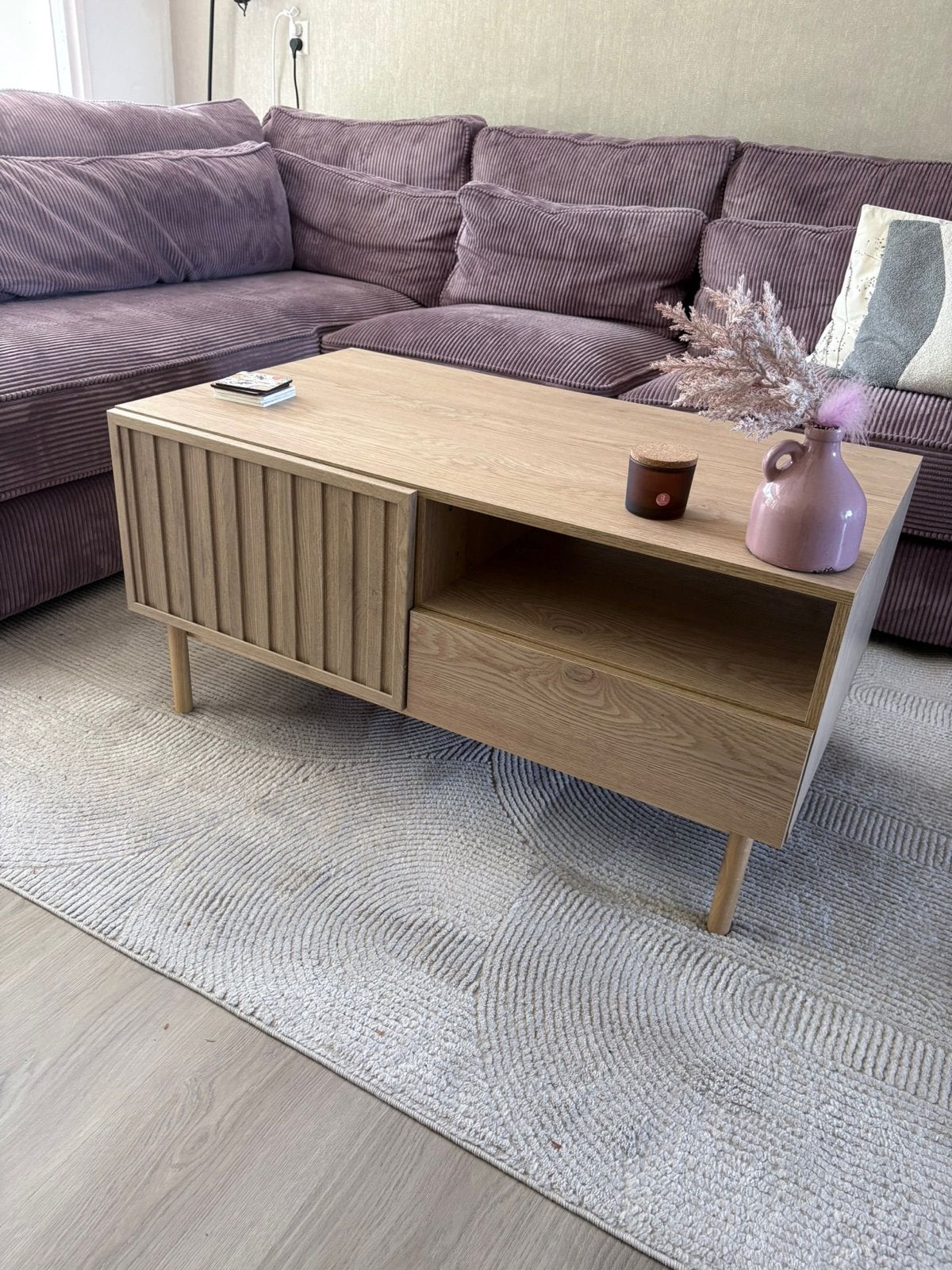 Eiken salontafel met veel opbergruimte - Storm, Ophalen, 50 – 75, 100 tot 150 cm, Eikenhout