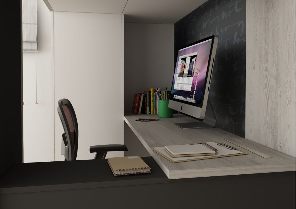 Studio 1809 hoogslaper met bureau en kast  - 90x200 - Antrac, Niet ingevuld, Niet ingevuld, Niet ingevuld