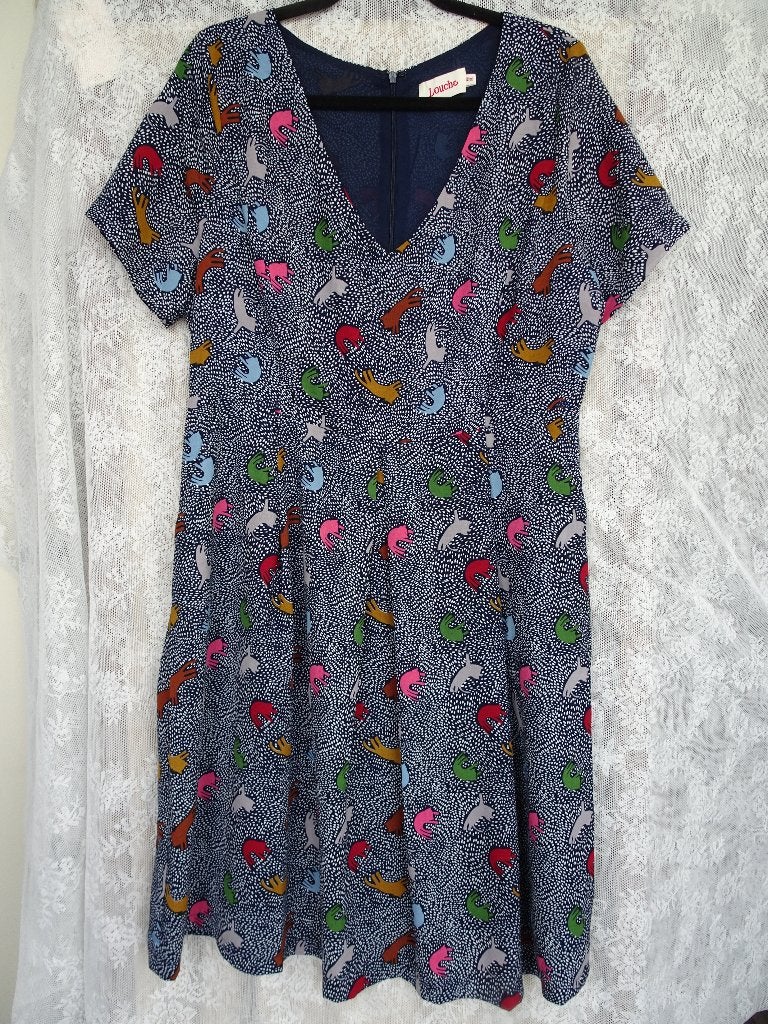 Katten jurk Louche London maat xl (UK16 EU44), Louche London, Meerkleurig, Maat 46/48 (XL) of groter, Ophalen of Verzenden