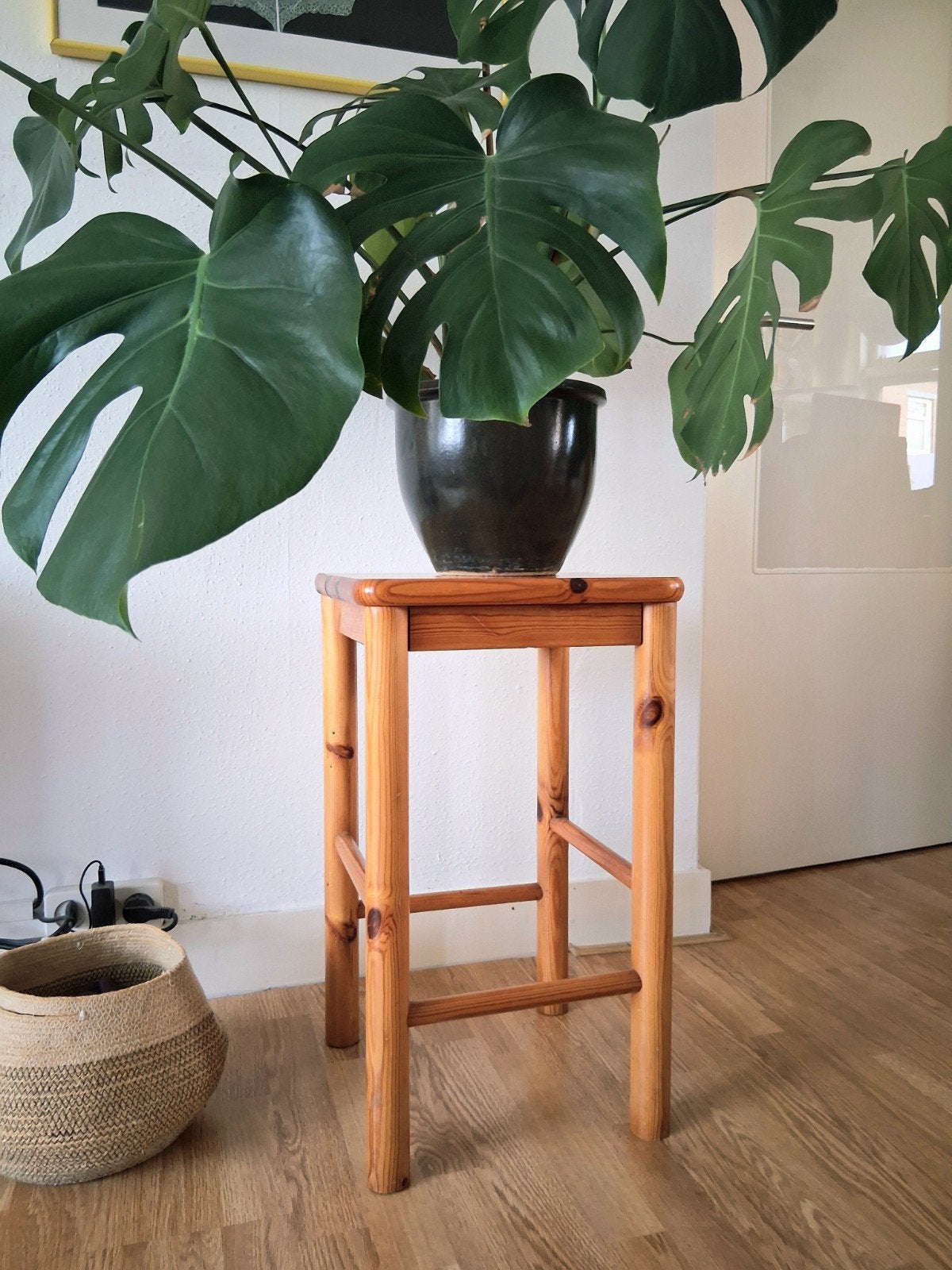 vintage plantentafel bijzet krukje barkruk barstool, Ophalen, Gebruikt, Hout