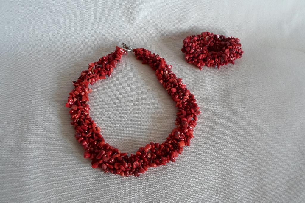 Koraal Ketting + Armband, Sieraden, Tassen en Uiterlijk, Antieke sieraden, Ophalen of Verzenden, Overige materialen, Ketting