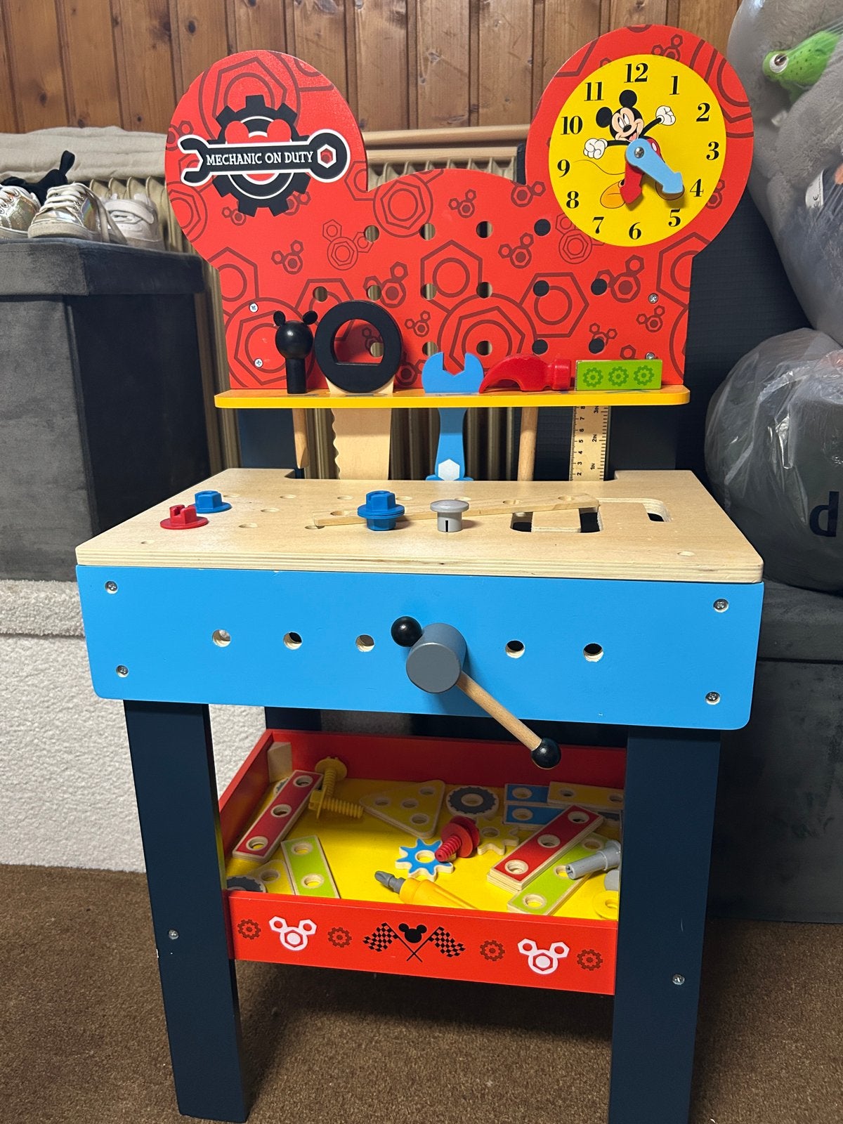 Mickey Mouse Houten Werkbank met Gereedschap, Kinderen en Baby's, Ophalen, Zo goed als nieuw, Overige typen