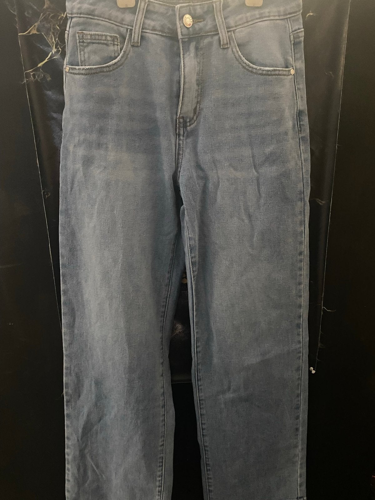 Miss Bon Jeans met scheuren en roze details - Maat 36, Kleding | Dames, Spijkerbroeken en Jeans, Ophalen, Zo goed als nieuw, Blauw