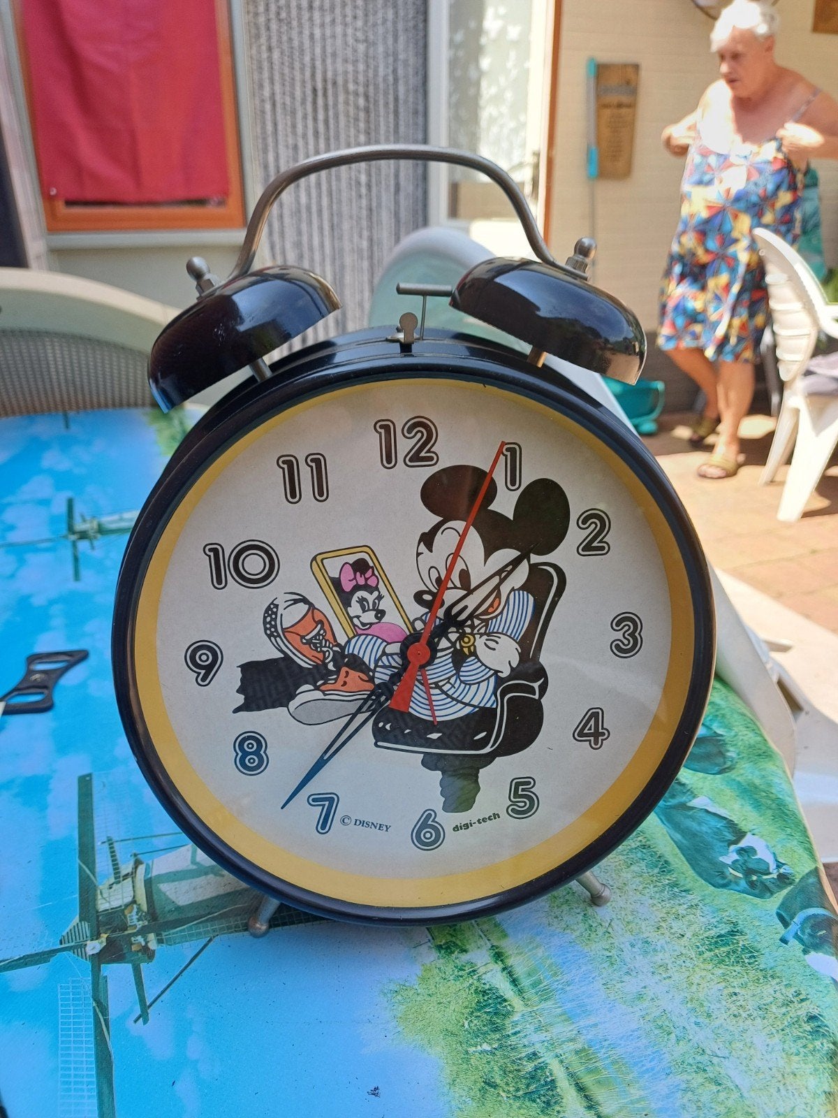 grote Vintage Mickey mousse  wekker met dubbele  bel zie fot, Ophalen of Verzenden, Mickey Mouse