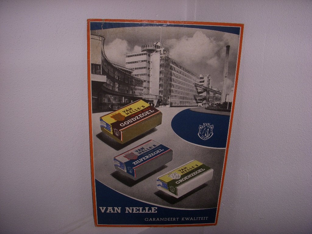 MOOI oud reclamebord van Van Nelle's shag jaren 50, Verzamelen, Ophalen of Verzenden, Gebruikt, Reclamebord
