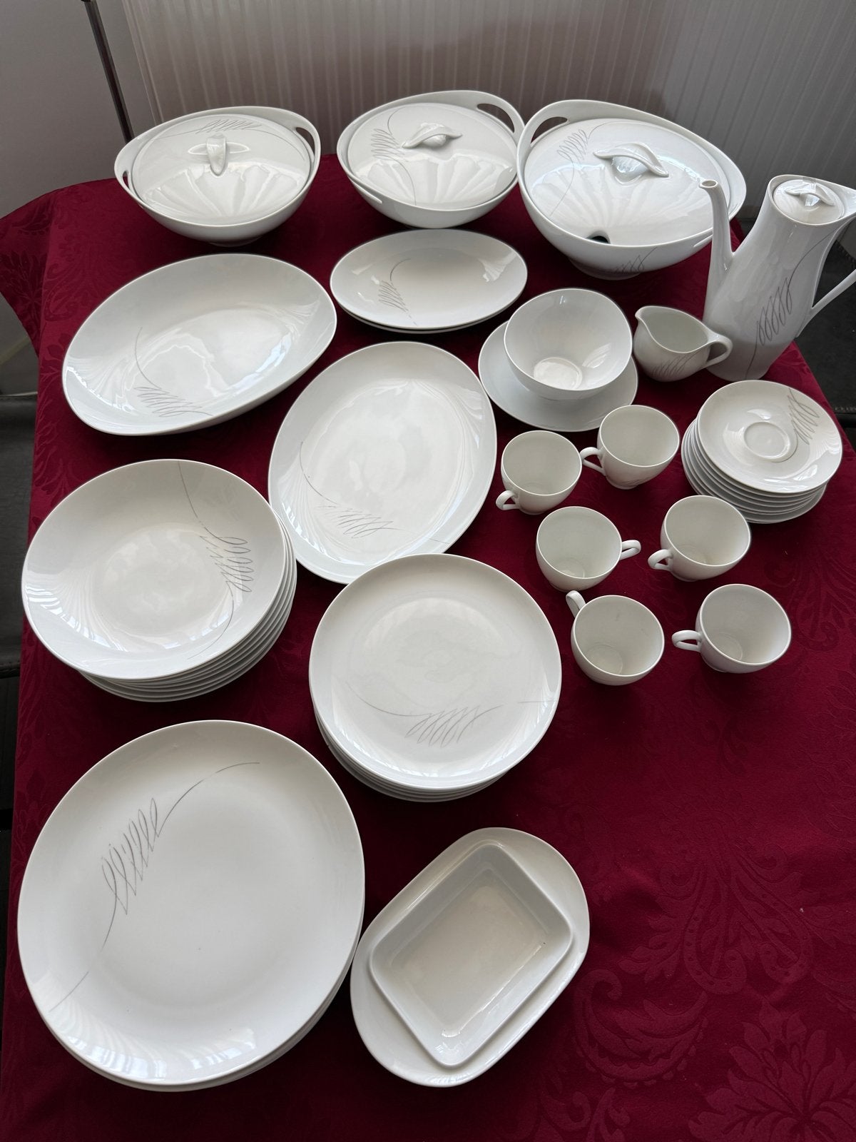 Eschenbach Bavaria Germany Servies - Compleet  wit met grijs, Ophalen, Overige merken, Klassiek, Zo goed als nieuw