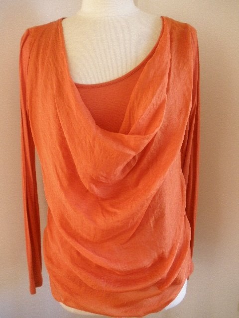 ZIDANE t- shirt met voile terra oranje zijde maat S, Maat 38/40 (M), Oranje, Ophalen of Verzenden, Zo goed als nieuw
