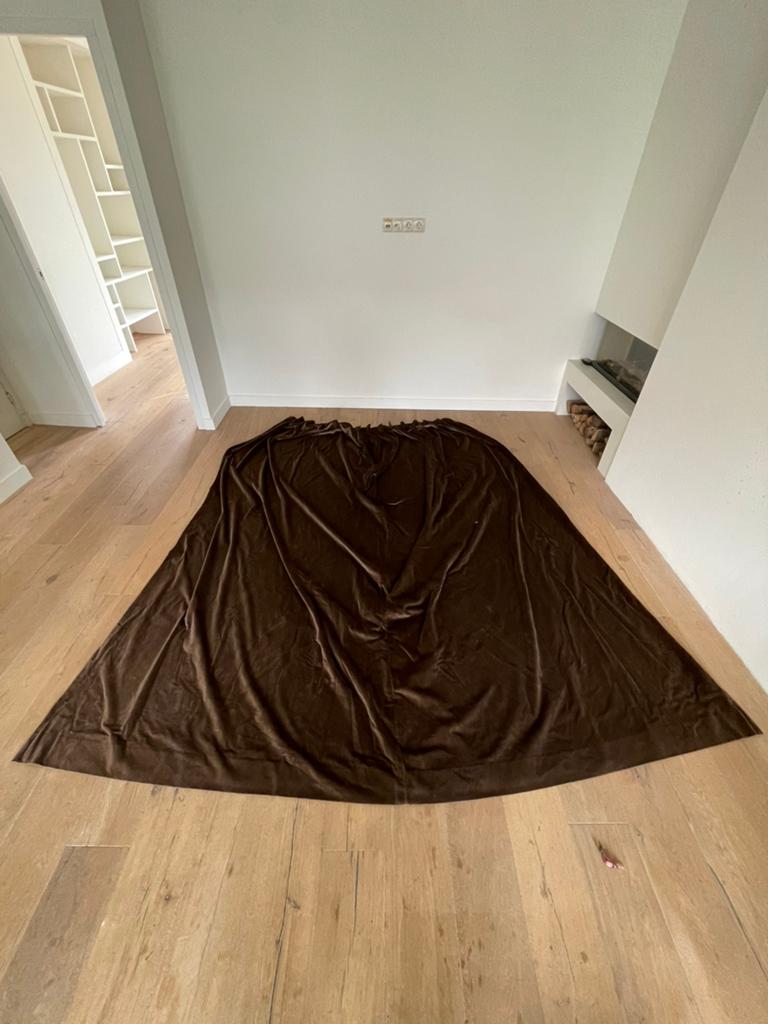 Zware fluwelen gordijnen – bruin – isolerend – 260 x 140, 100 tot 150 cm, Bruin, 200 cm of meer, Ophalen of Verzenden