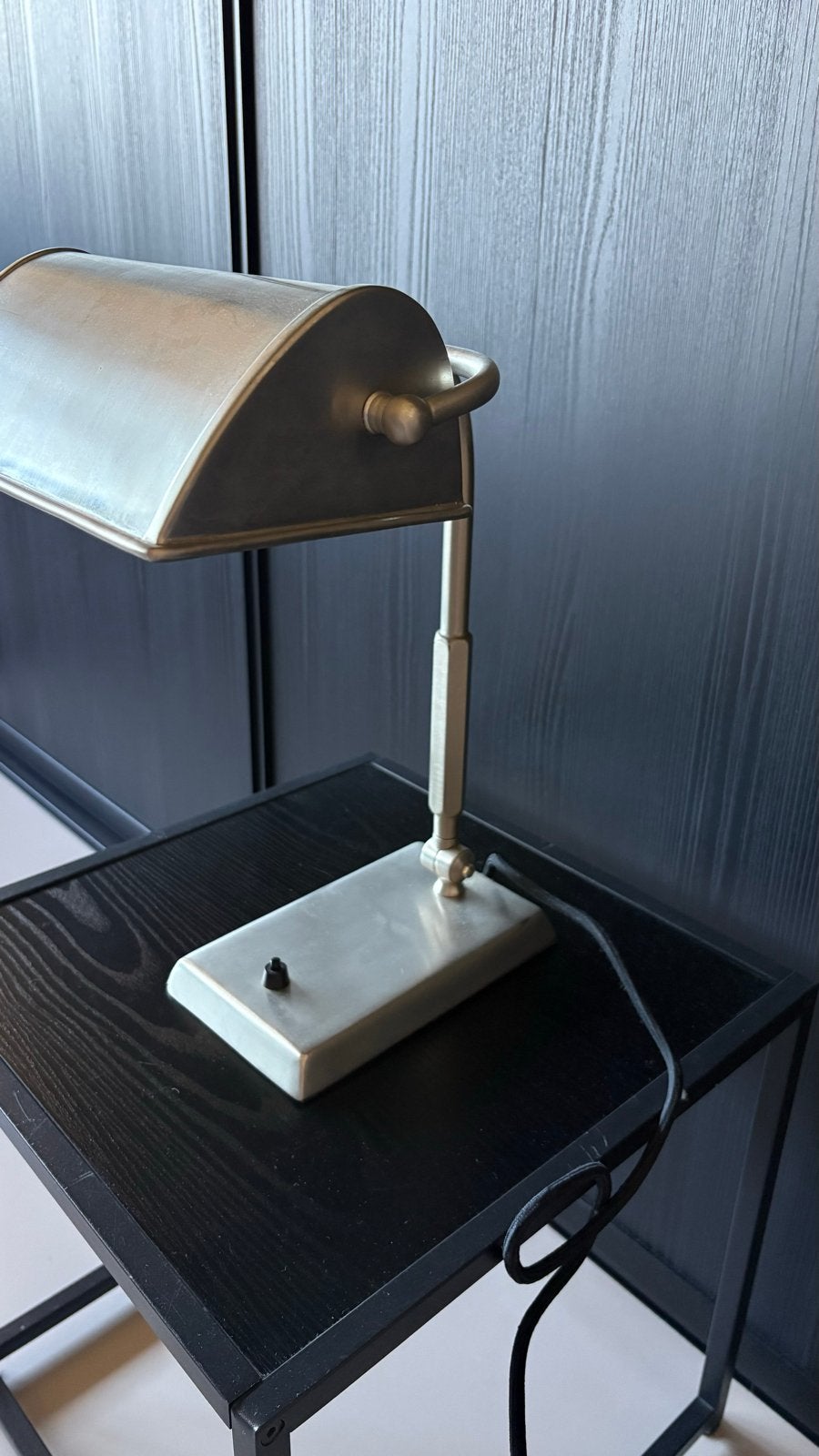 Bankierslamp / bureaulamp in geborsteld metaal, Ophalen