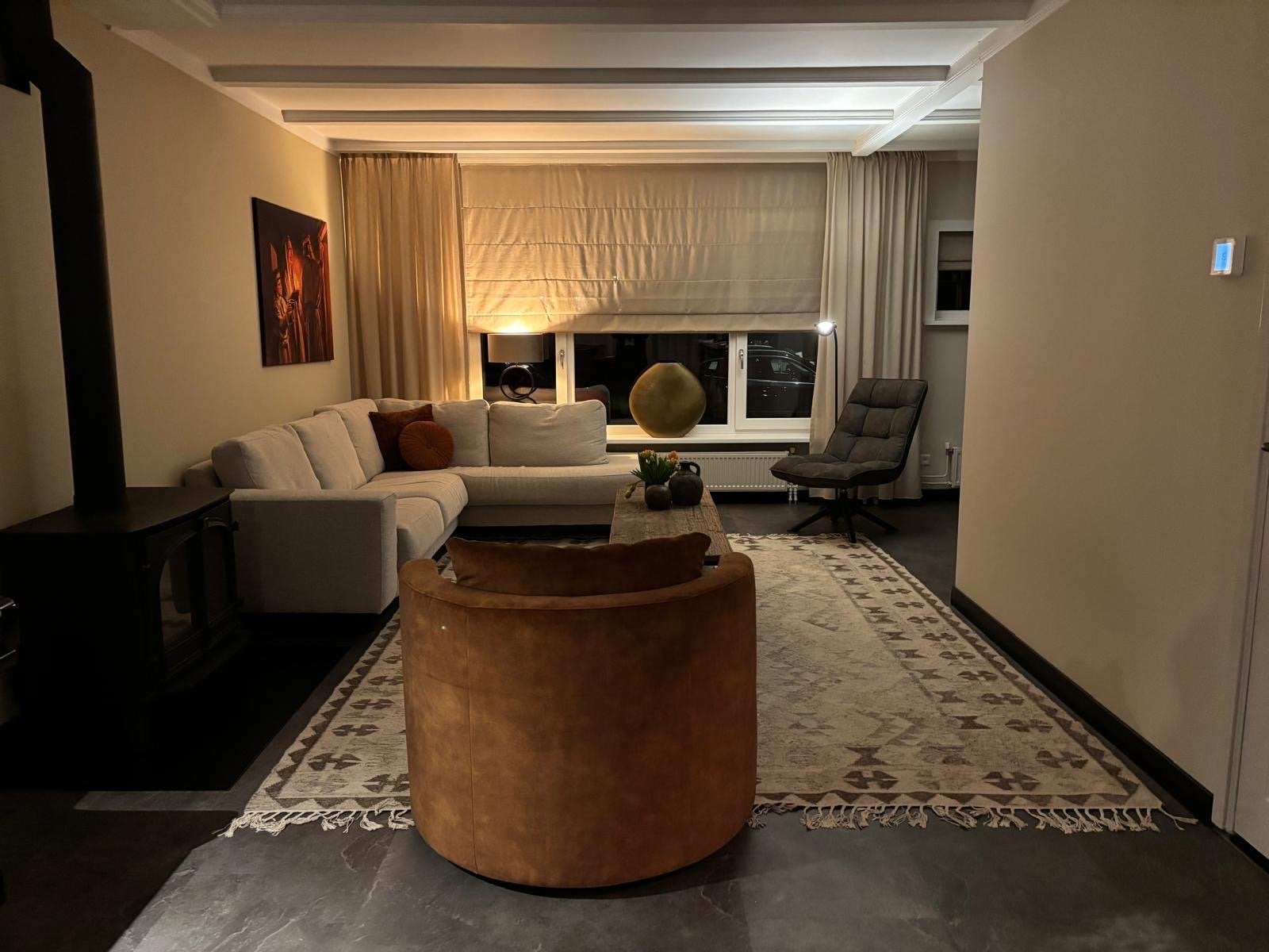 Groot vloerkleed met geometrisch patroon, Beige, 200 cm of meer, Ophalen of Verzenden, Zo goed als nieuw